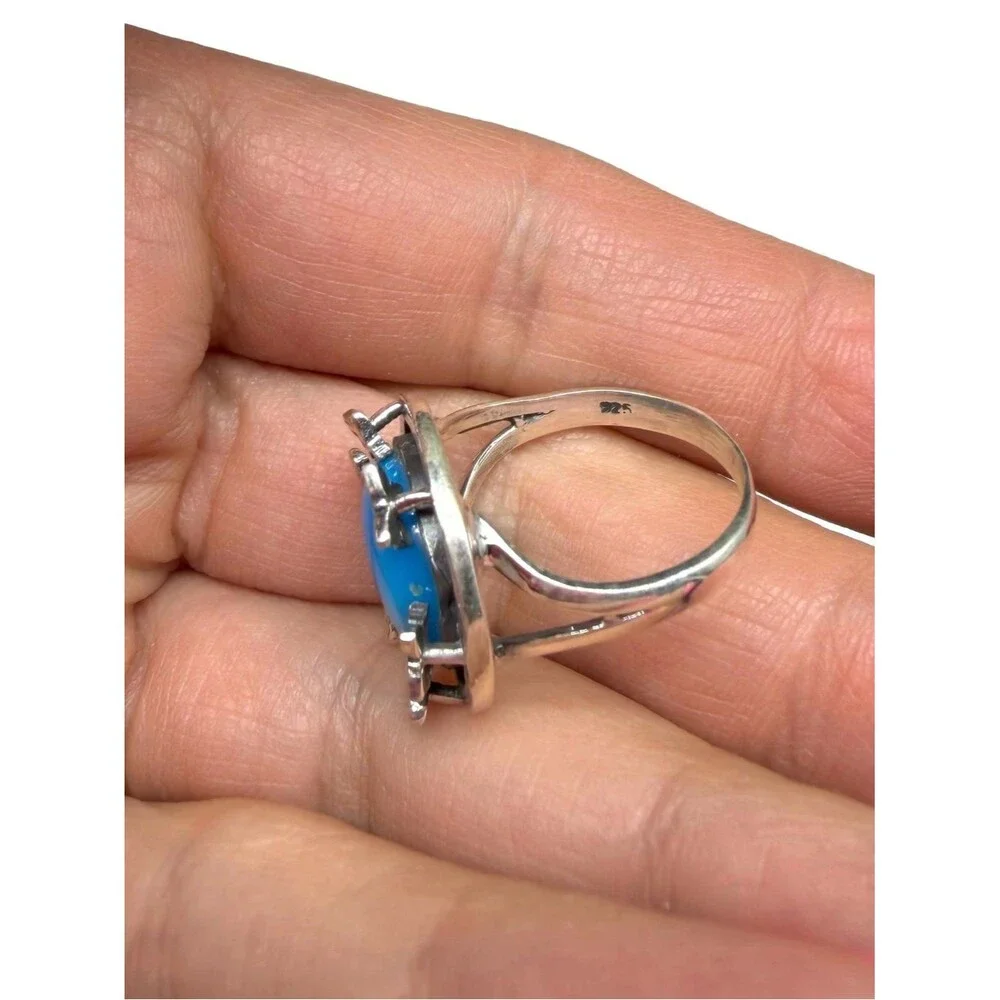 Morenci Mine Turquoise Ring Size 7 Solid 925 Sterling Silver Butterfly